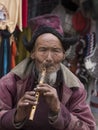 Portrait tibetan old man on the street in Leh, Ladakh. India