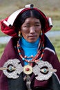Portrait of Tibetan woman in national clothes