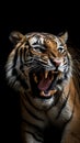 Portrait of a tiger on a black background. Studio shot. Generative AI Royalty Free Stock Photo