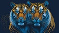 Portrait of a Tiger. Colorful 3D illustration.