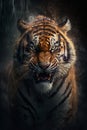 Portrait of a tiger in a dark cave Generative AI