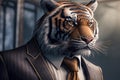 portrait of tiger dressed in a formal business suit Royalty Free Stock Photo