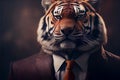 Portrait of a tiger dressed in a formal business suit Royalty Free Stock Photo