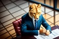 Portrait of tiger like business worker