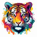 Portrait of a tiger in pop art style. Template for t-shirt and sticker Royalty Free Stock Photo