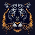 Portrait of a tiger. Vector illustration on a dark background. Design for t-shirt.