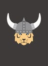 Portrait of tiger, wearing horn helmet, like viking soldier, cool style Royalty Free Stock Photo