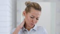 Portrait of Tired Woman, Neck Pain Royalty Free Stock Photo