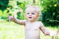 Portrait of a toddler baby girl with blue eyes Royalty Free Stock Photo