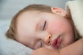 Portrait Toddler boy sleeping close-up.. Self-sleeping baby. Royalty Free Stock Photo