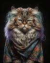 Portrait of a tolerant hippie cat from