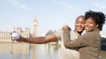 Portrait of tourist couple on Westminster. Royalty Free Stock Photo