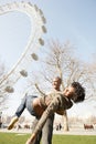 Portrait of tourist playful in London. Royalty Free Stock Photo