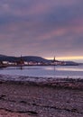 Portrait of the Town of Largs on the West Coast of Scotland with Sunset Reflections on Largs Bay Royalty Free Stock Photo