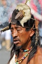 Portrait of the traditional Aztec shaman in the capital city of Mexico Royalty Free Stock Photo