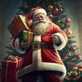 Portrait Of Traditional Santa Claus On Christmas Generative AI