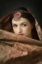 Portrait with traditionl costume. Indian style Royalty Free Stock Photo