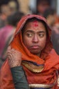 Portrait of a Transgender with colourful Face at Nandgaon Temple during Holi Festival,Uttarpradesh,India