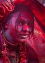 Portrait of a Transgender at Nandgaon Temple Samaj during Holi Festival,UttarPradesh,India