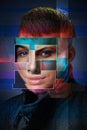 Portrait of a transgender woman Glitch effect digital art male portrait with womans parts transgender shemale concept Royalty Free Stock Photo