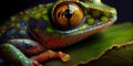 portrait of tree frog close-up, panoramic image. Royalty Free Stock Photo