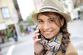 Portrait of trendy brunette in the streets of new york