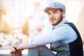 Portrait of a trendy young man in the city Royalty Free Stock Photo