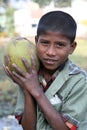 Portrait of tribal children in a village Kumrokhali, India Royalty Free Stock Photo