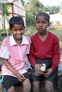 Portrait of tribal children in a village Kumrokhali, India Royalty Free Stock Photo