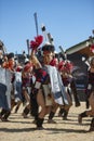 Portrait of a tribal man dancing in Arena during Hornbill Festival,Nagaland,India Royalty Free Stock Photo