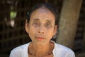 Portrait tribe tattooed Chin woman. Mrauk U, Myanmar