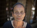 Portrait tribe tattooed Chin woman. Mrauk U, Myanmar