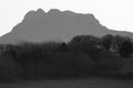 Portrait of trois couronnes mountain face, black and white, basque country, france