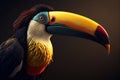 Portrait of a tropical toucan bird close-up, Keel-billed Toucan - Generative AI