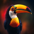 Portrait of a tropical toucan bird. generative AI