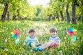 Portrait of two boys, siblings, brothers and best friends smiling. Friends hugging. Royalty Free Stock Photo