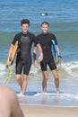 portrait two boys surfing Royalty Free Stock Photo