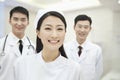 Portrait of Two Doctors and Nurse, Smiling and Happy, China