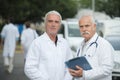 portrait two doctors outdoors Royalty Free Stock Photo