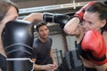 portrait two female boxers training Royalty Free Stock Photo