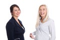 Portrait of two female Trainee - financial business - isolated o
