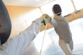 portrait two fencers Royalty Free Stock Photo