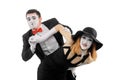 Portrait of two funny mimes Royalty Free Stock Photo