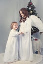 Portrait of two happy sisters, christmas Royalty Free Stock Photo