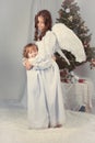 Portrait of two happy sisters, christmas Royalty Free Stock Photo