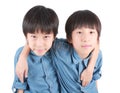 Portrait of two hugging boys, twins Royalty Free Stock Photo