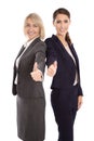 Portrait: Two isolated successful happy business woman making th Royalty Free Stock Photo