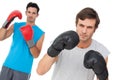 Portrait of two male boxers practicing Royalty Free Stock Photo