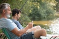 portrait two men fishing Royalty Free Stock Photo