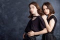 Portrait of two natural  teenage girls. Close up lifestyle portrait of two young girls best friends Royalty Free Stock Photo